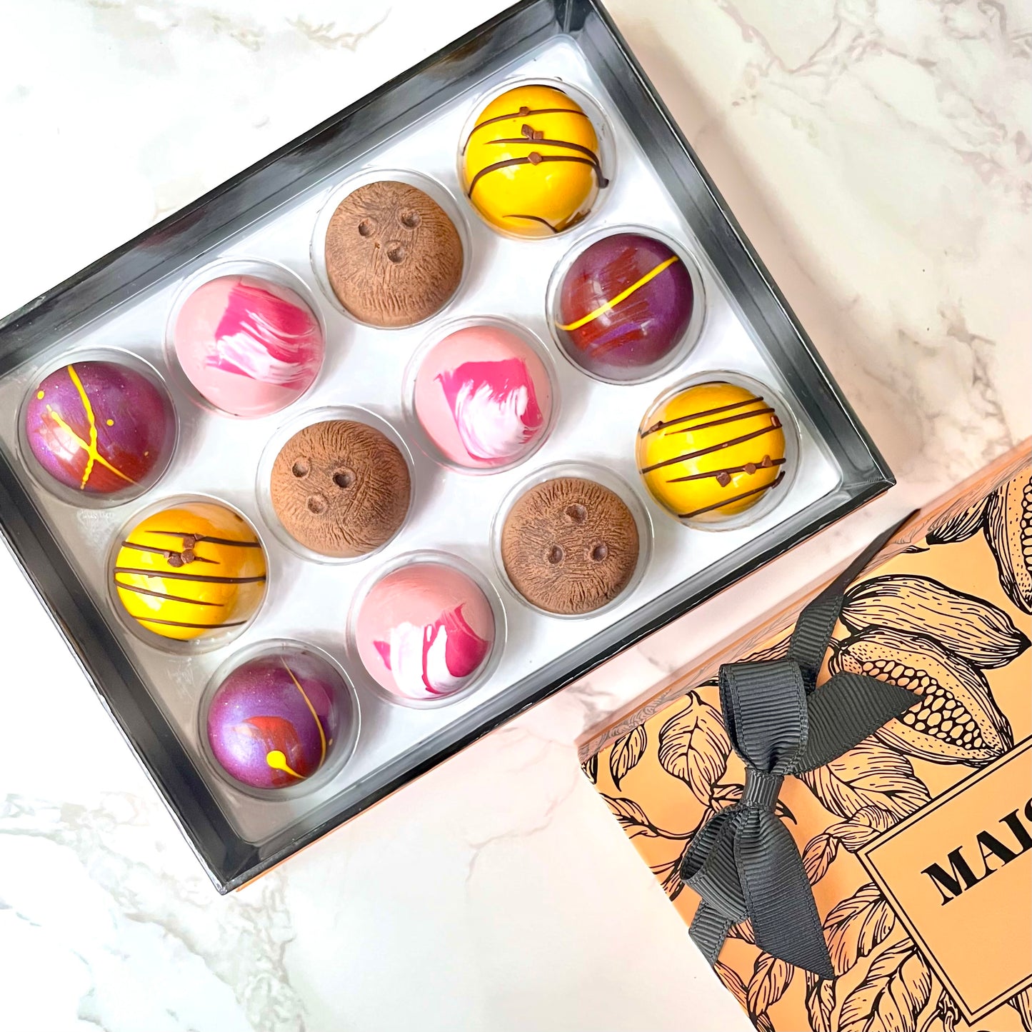 "Flip Flops not Boots Collection" 64% Dark chocolate Bonbons.