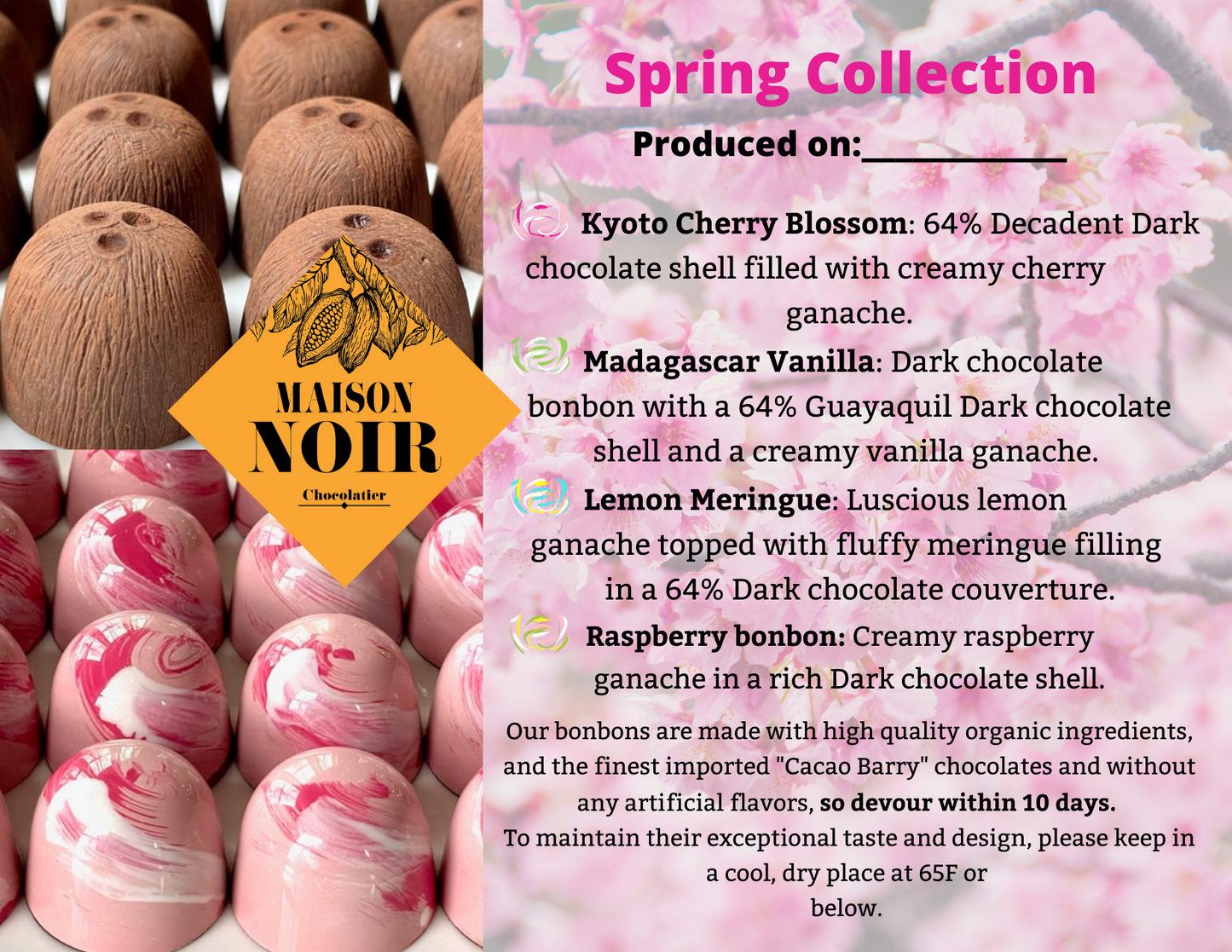 Spring Collection 64% Dark chocolate Bonbons